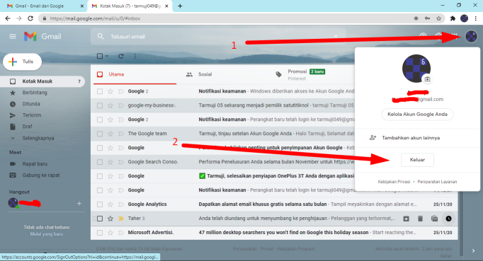 Cara Logout Gmail di Laptop dan Hp - satutitiknol